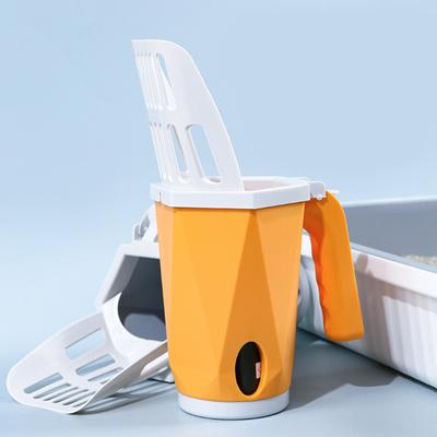 Cat Litter Scooper with Trash Container Ergonomic Grip Cat Litter Shovel Portable