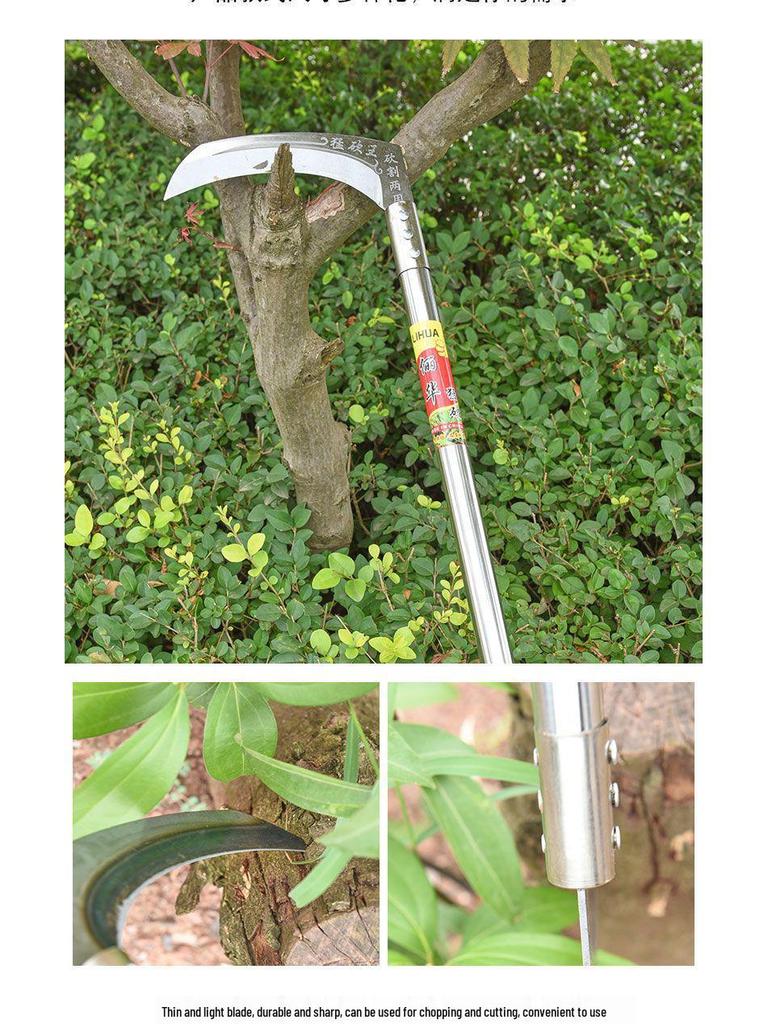 Sense mit extra langem Stiel für Gras, Mais, Weizen und Camping