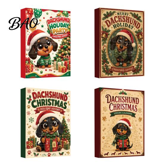 Christmas Tree Pendant Set 2026 Advent Calendar Dachshund Ornament Set, Countdown Hanging Decor with 24 Miniature Dog Collection Mini Figures,