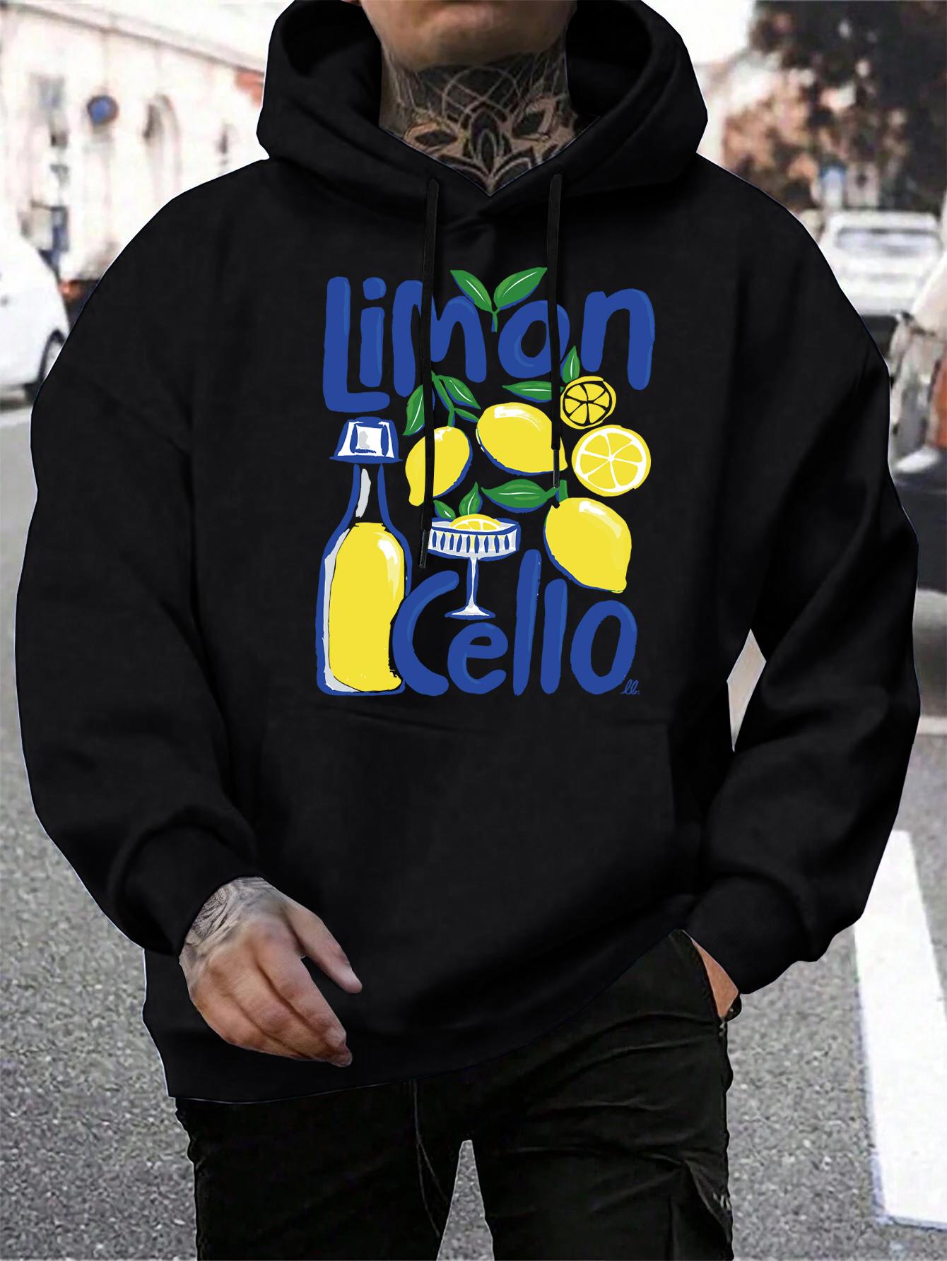 

Lemon Cello Fruit Drinks Printing Men Hoodies Hip Hop Loose Streetwear All-Match Fleece Hoody Autumn Multicolor Sportswear 3XL