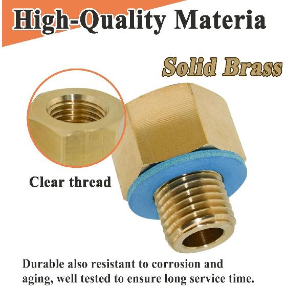 2Pcs ADP-106 Adapter with Gasket for F106 Series Quick Oil Drain Valve | M14-1.5, Brass