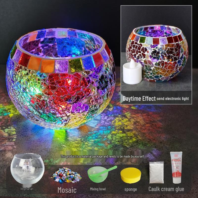 Handgemachtes DIY Glasmosaik Kerzenhalter Vase - Kreatives Eltern-Kind-Lernspielzeug, Perfekt für Geburtstagsgeschenke