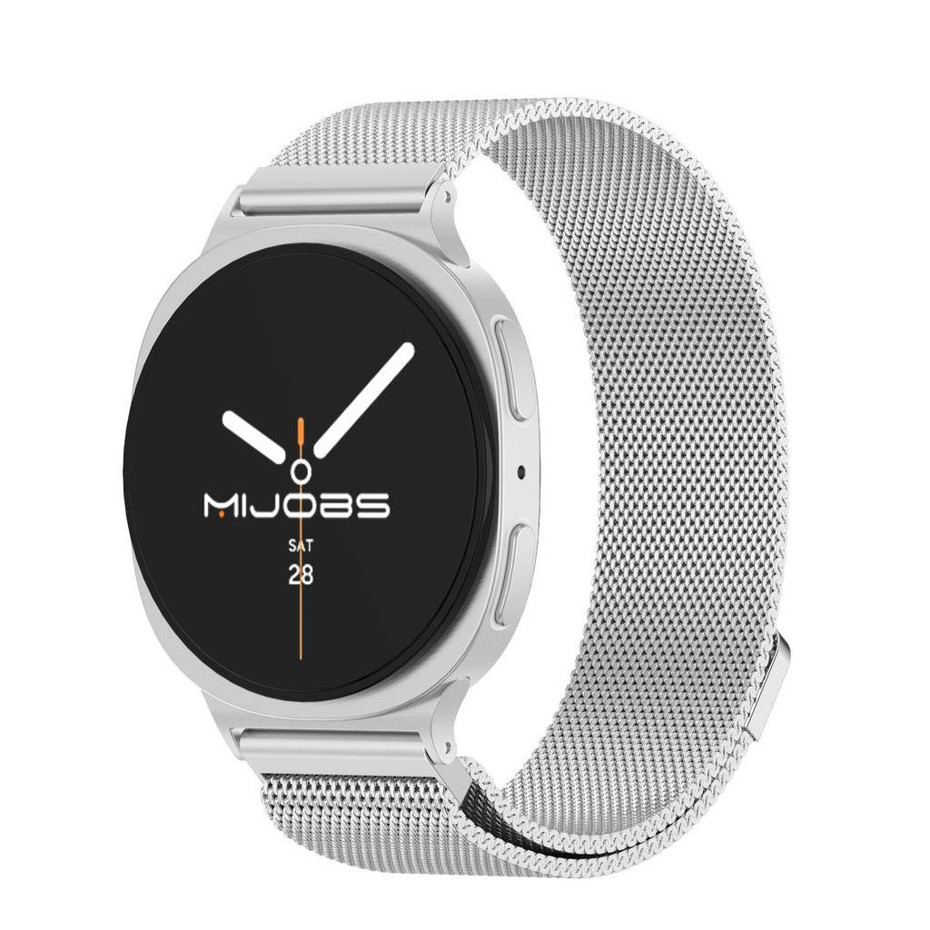 Compatible with Samsung Watch8/Ultra: Stainless Steel Milanese Magnetic Strap with Three-Bead Design and Steel End Links.