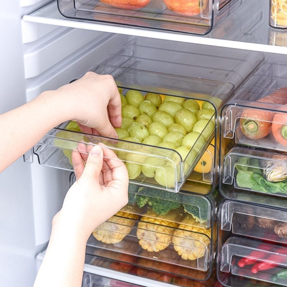 Transparent Food Storage Drawer Stackable Fresh Keeper Bin Vegetable Fridge Organizer Household
