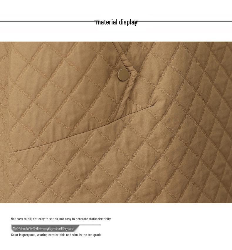 Women's Mid-Length Quilted Trench Coat - 2025 Spring/Autumn Stylish Cotton-Padded Jacket