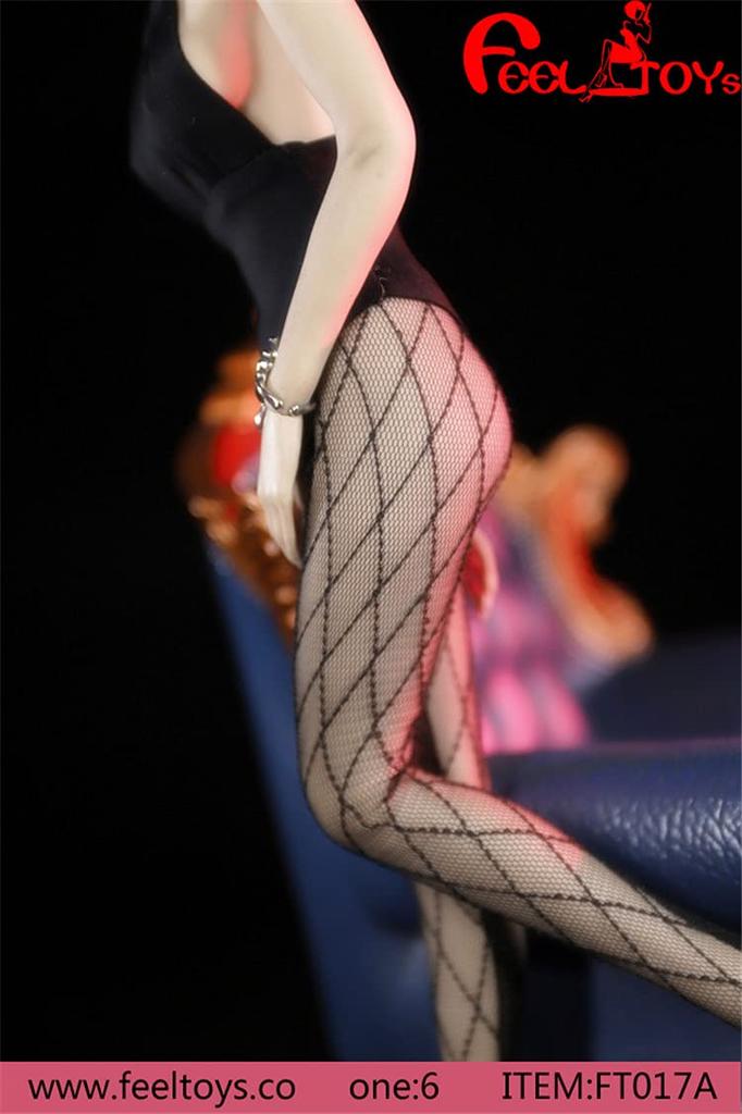 Meias de Rede Preta Sexy Feeltoys FT017A para Figuras de Ação em Escala não incluem roupas e [TOYBARJAPAN] Feminino 1/6 (Corpo, cabeça, sapatos)