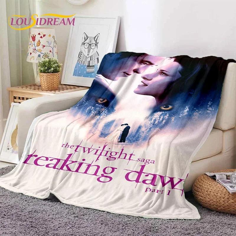 The Twilight Saga Edward Bella Mjuk Flanellfilt för Säng Sovrum Soffa Picknick, Kastfilt att Täckas med Utomhus Fritid Vilo-present