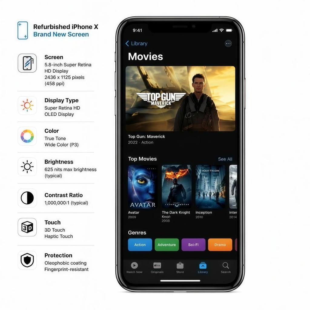 Refurbished Apple iPhone X 5.8'' 3GB RAM 256GB ROM All Colors 4G LTE Unlocked Smartphone With Single SIM