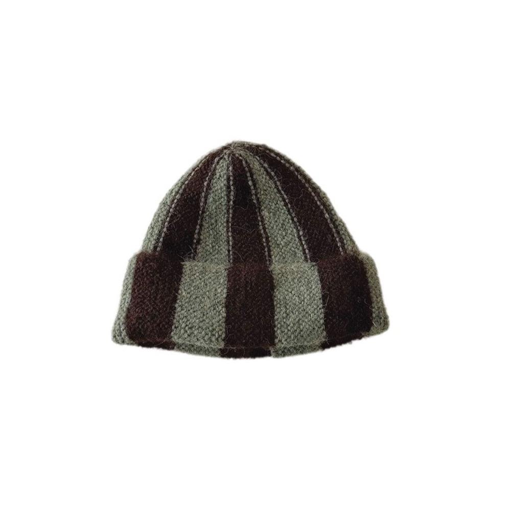 Thick Striped Beanie Hat Color Blocked Children Warm Hat Fashion Knitted Cap Gift