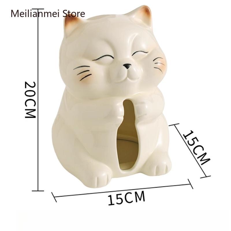 Cat Ceramic Tissue Boxes Living Room Storage Ornament Cartoon Cute Animal Tissue Box Kitchen Storage Organization Tissue Boxes