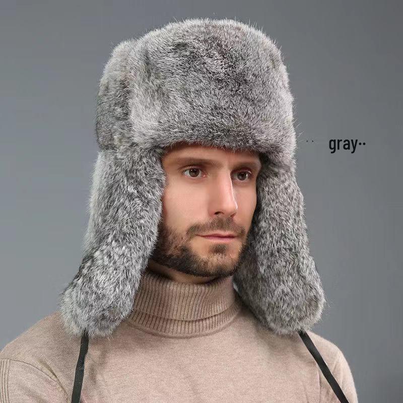 Men's Winter Faux Rabbit Fur Lei Feng Hat with Ear Protection - Warm, Thickened for Elderly and Outdoor Use