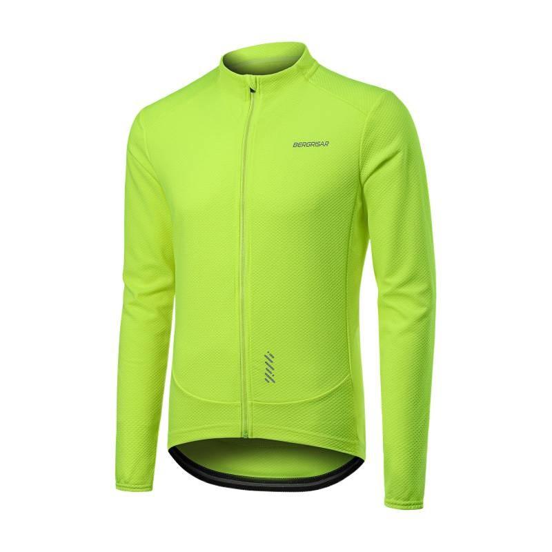 Mens Long Sleeve Cycling Jersey Quick Dry Breathable Full Zip Stand Collar Road Bike