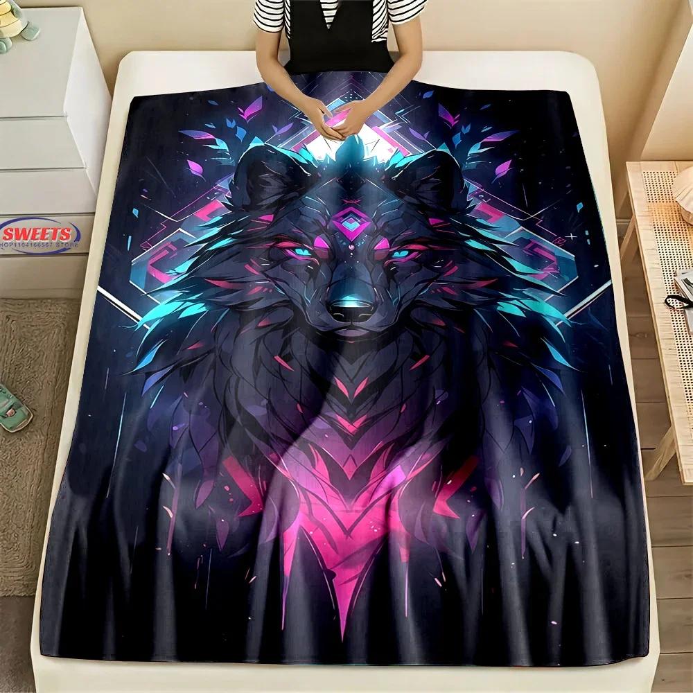 Fine Workmanship Wolf Blanket,Comfortable and Breathable, Machine Washable Blanket,Home Office Nap Blanket for Four Seasons Gift
