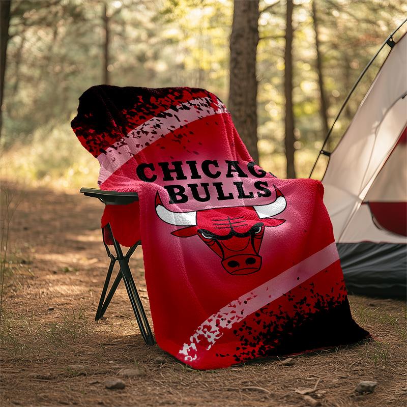 1pc Chicago Bulls Theme Blanket - Digital Print, Polyester, Cozy for All Seasons, Perfect for Outdoor, and Travel
