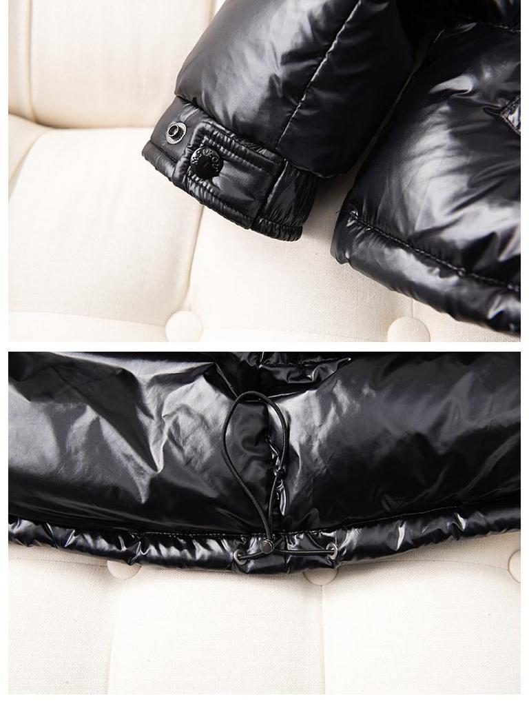 Stylowa Unisex Błyszcząca Kurtka Zimowa z Odpinanym Kapturem na Ekstremalne Zimno 90% Puchu Białej Kaczki