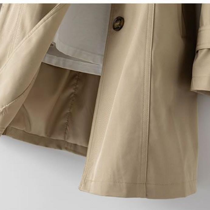 Trench Women Mid Length Coats Turn Down Collar Full Sleeve Coat Slim Fit Single Breasted Elegant   Jackets  Autumn