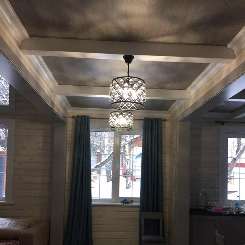 Retro Crystal Drops Chandelier E14 Hanging Lamp Modern Lustres Light for Hallway Kitchen Dining Room