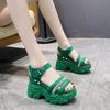 Women Sandals 10CM Designers Increase Thick Bottom Sandals Wedge Heel Female Chunky Platform Buckle Strap Street Sandalias