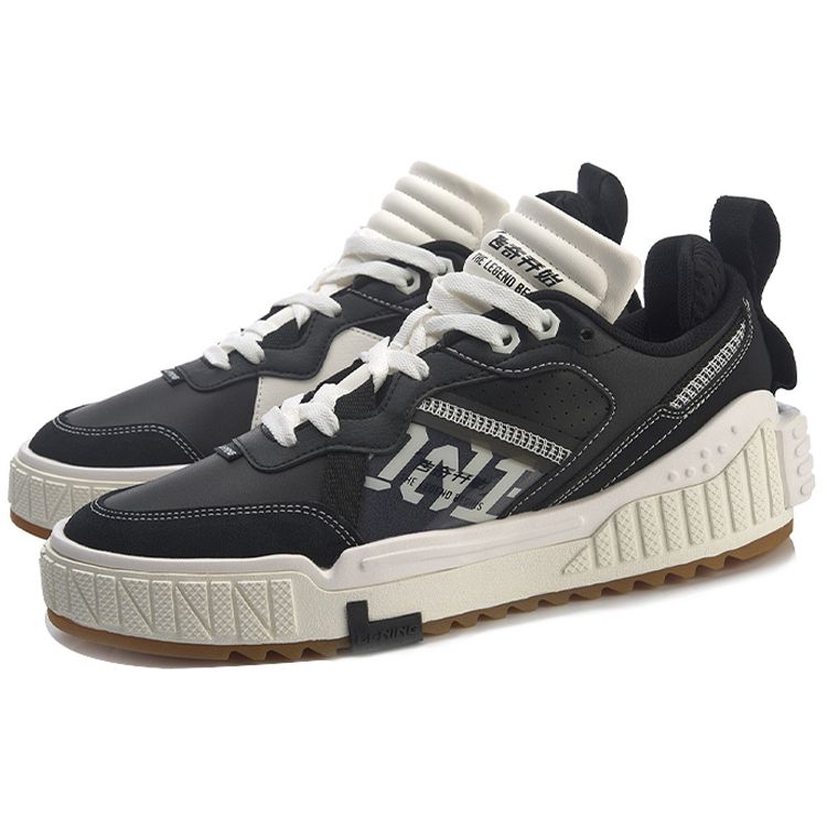 Li Ning 001 Unblock Slip Resistant Durable Lightweight Low Top Skate Shoes Men Skate Shoes Black AGCQ199-4