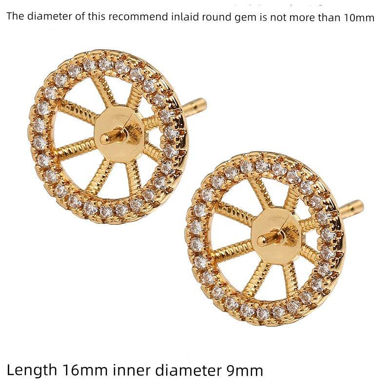 

Серьги из стерлингового серебра S925 Пустые посеребренные серьги-пусеты с золотым покрытием 18 карат Поддержка женской мозаики Нефрит Жемчуг Восковые серьги-гвоздики A 18K gold earring empty holder