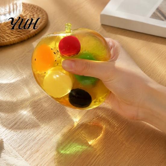 Fruit Themed Sensory Tools Clear Bar Squeeze Toy with Fake Inside, Stress Relief Shapeable Stick Toy, Transparent Strip Figdet for Home Office School