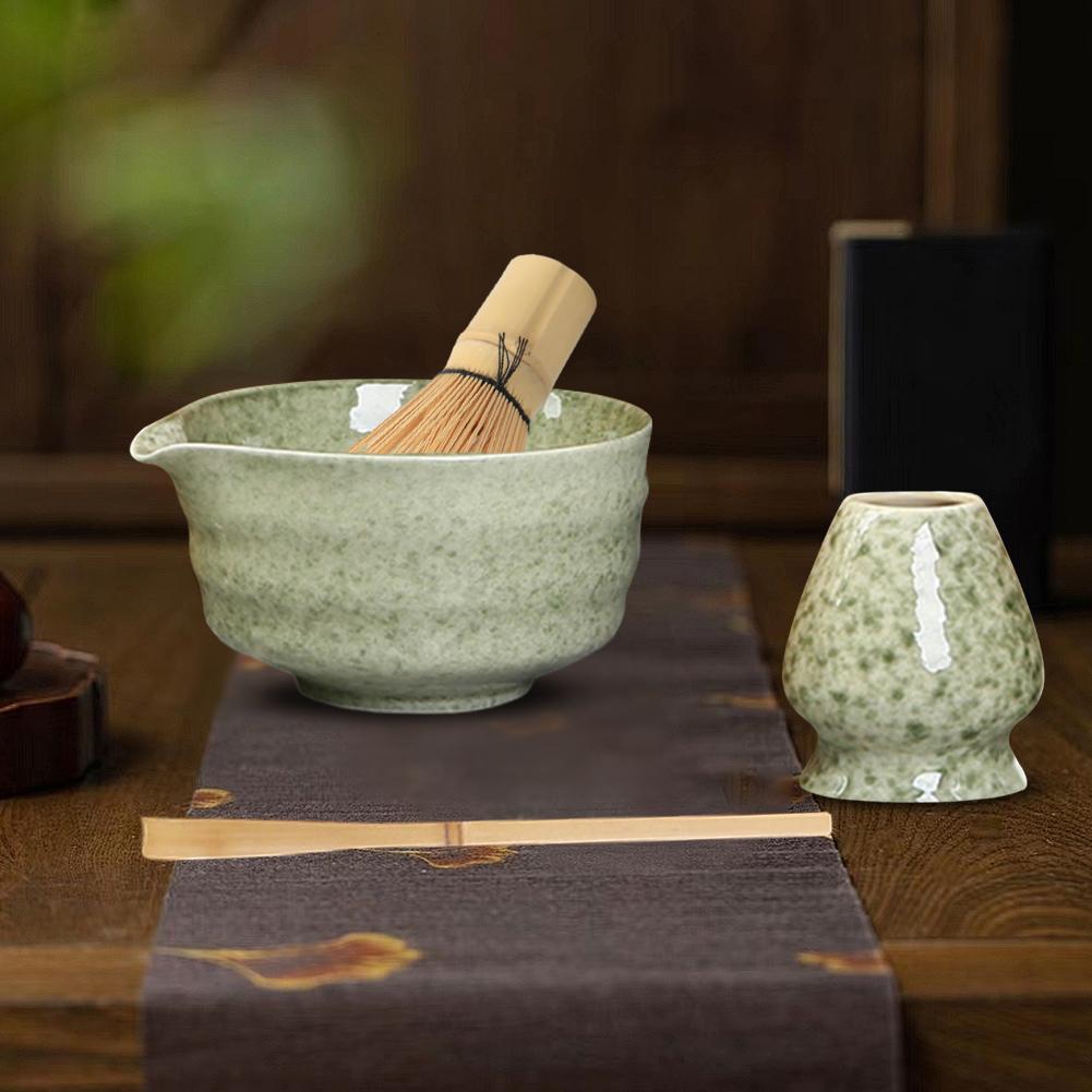 Matcha Set Japanese Tea Set Ceramic Matcha Bowl with Spout Exquisite Bamboo Chasen Matcha Spoon Matcha Accessories