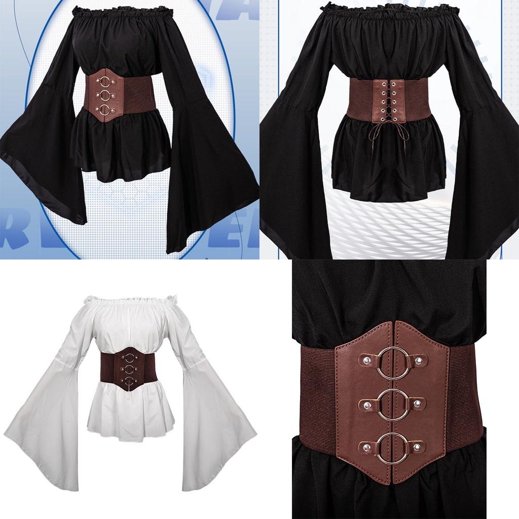 Trendy Pirate Costume Medieval Women's Pirate Shirt Cosplay Clothing