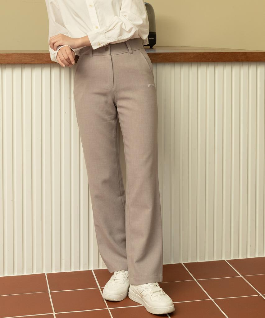 SELITIO Women'S Classic Straight Fit Elastic Waist Pants Grey