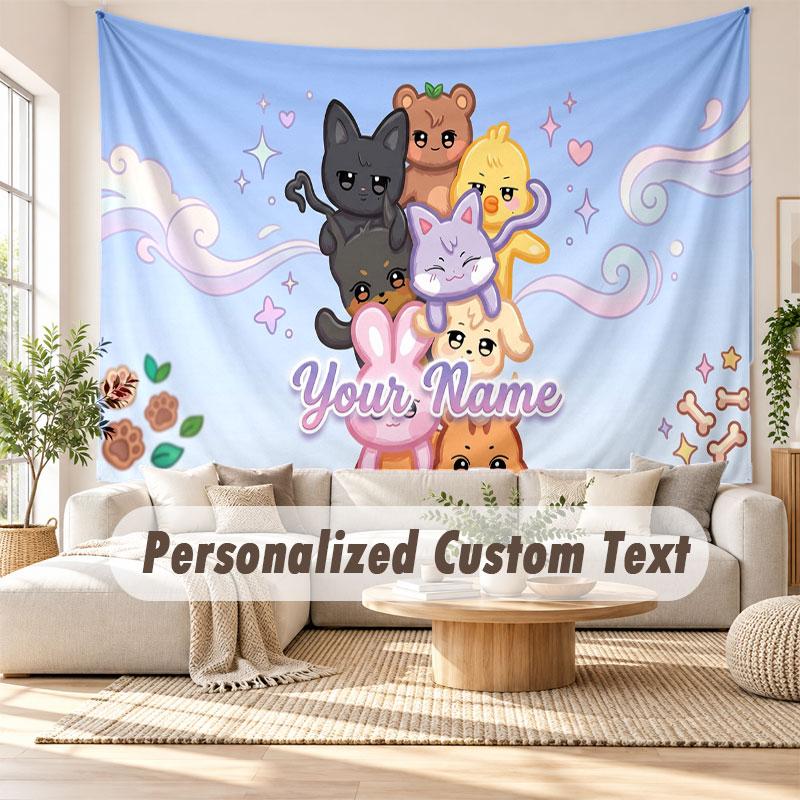 Custom Name Wall Hanging Tapestry,ATEEZ Decorative Backdrop Tapestry For Dorm Home