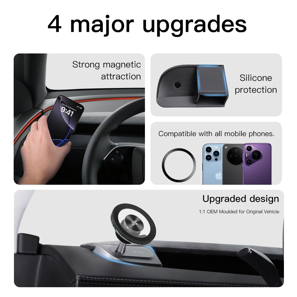 YZ For Tesla Model 3 Y YL Highland Juniper Magnetic Car Phone Holder ABS with Silicone Anti-shake GPS Phone Mount Accessories