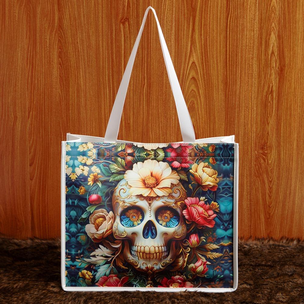 Skull Gothic Underarm Bag, PU Leather, Retro, Printed, Large Capacity, Casual, Commuter, Shoulder Bag, Women's Bag, Stocking Stuffers
