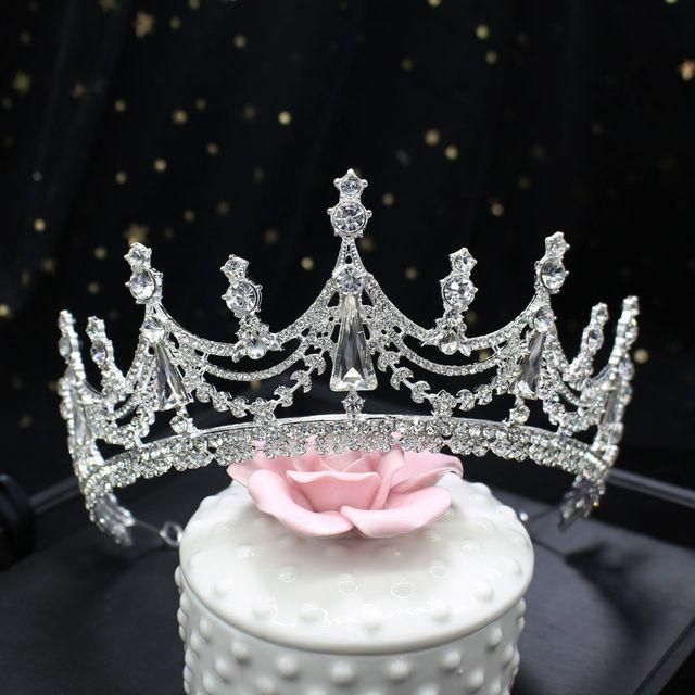 Baroque Luxury Geometric Crystal Bridal Tiaras Crown Big Rhinestone Pageant Prom Diadem Bride Headbands Wedding Hair Accessories