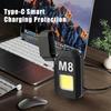 Rechargeable Type-C Interface Waterproof M8 Mini Flashlight Double Arc 2-in-1 COB Work Light Outdoor Strong Light