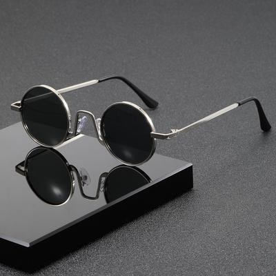 Modne Retro Okrągłe Hipisowskie Okulary Przeciwsłoneczne dla Kobiet Mężczyzn Modne Punkowe Okulary na Imprezę Disco Okrągłe Metalowe Okulary z Ochroną UV