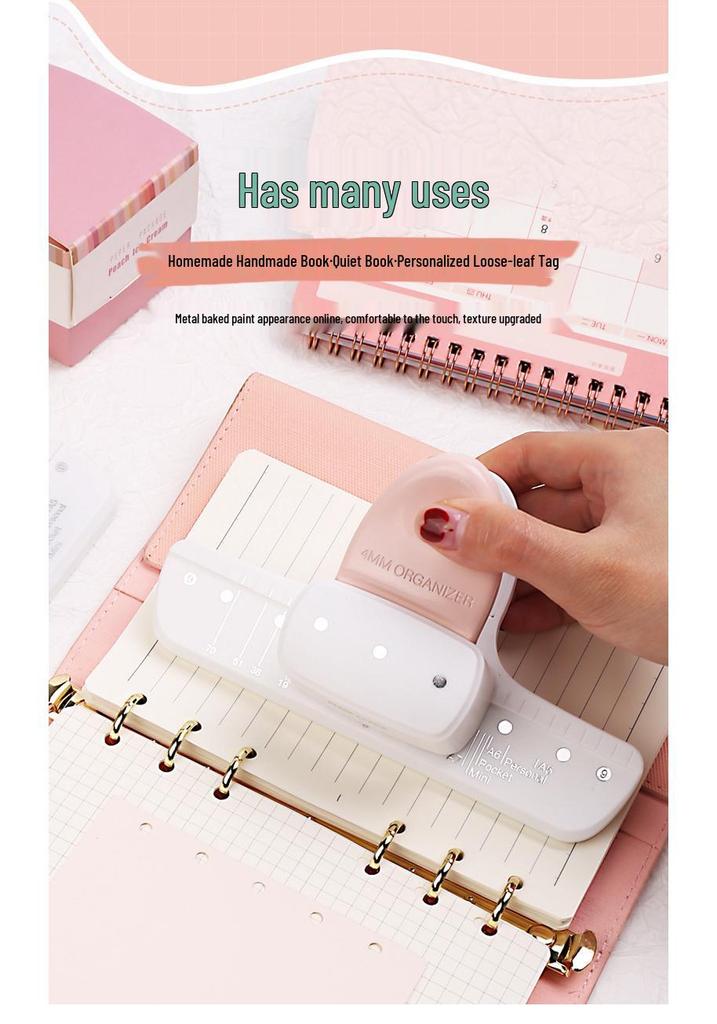 Notebook Puncher 9027: 4mm Multi-Hole Punch for Loose-Leaf Binders, 3 or 6 Holes, Manual Student Use