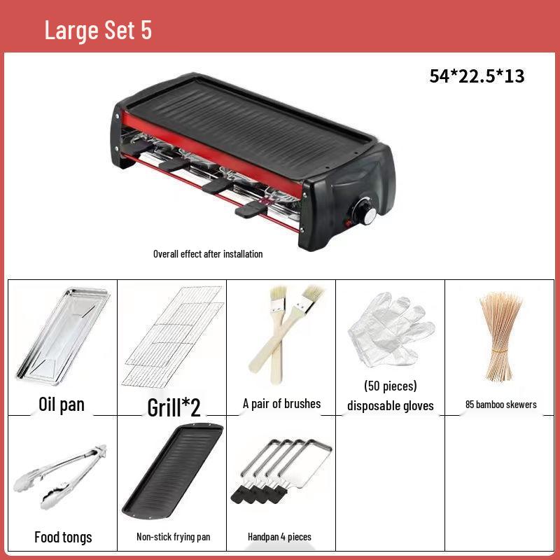 Smokeless Electric BBQ Grill & Roaster - Double Layer Griddle, Grill Pan, and Charcoal Rack