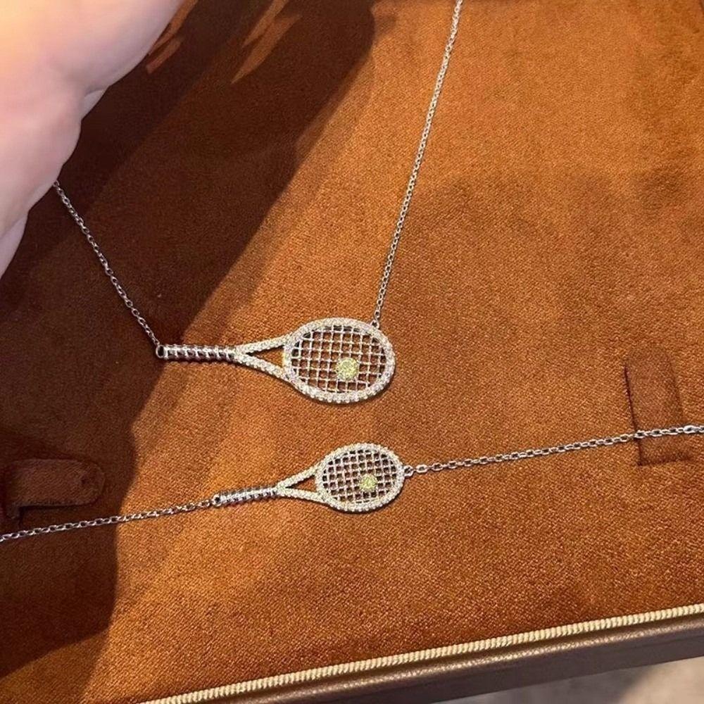 With Diamonds Tennis Racket Necklace Exquisite Sweater Chain New Pendant Necklace  Jewelry Gifts
