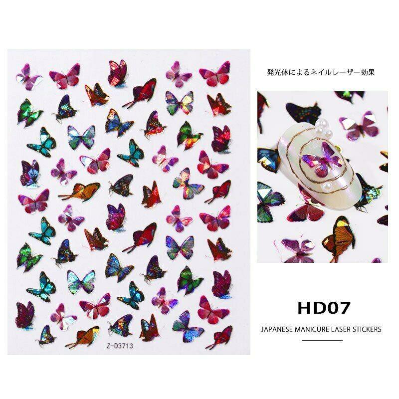 Nail Art Sticker Holographic Laser 3D Butterfly Decals Japanese Style Foil Tips