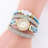Women Fashion Quartz Wrist Vintage Weave Wrap Watch Bracelet