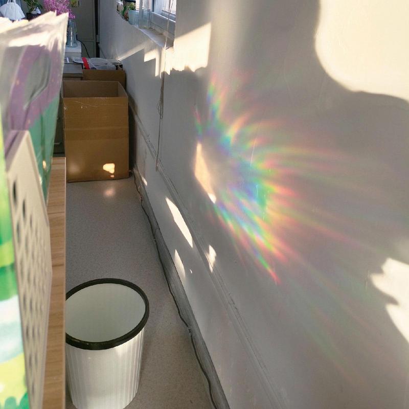 Sun Catcher Wall Stickers 3D Butterfly/Hummingbird/Leaves Pattern Rainbow Window Mirror Prismatic Decals For Home Decoration