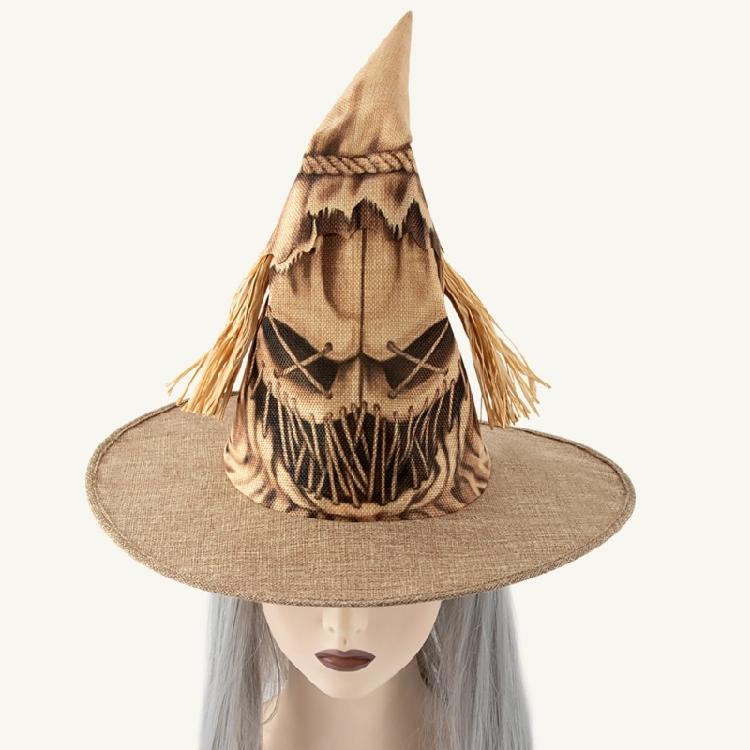 Eye Catching Scarecrows Witch Hat Festival Celebration Hat Unisex Halloween Hat for Role Playing Activity