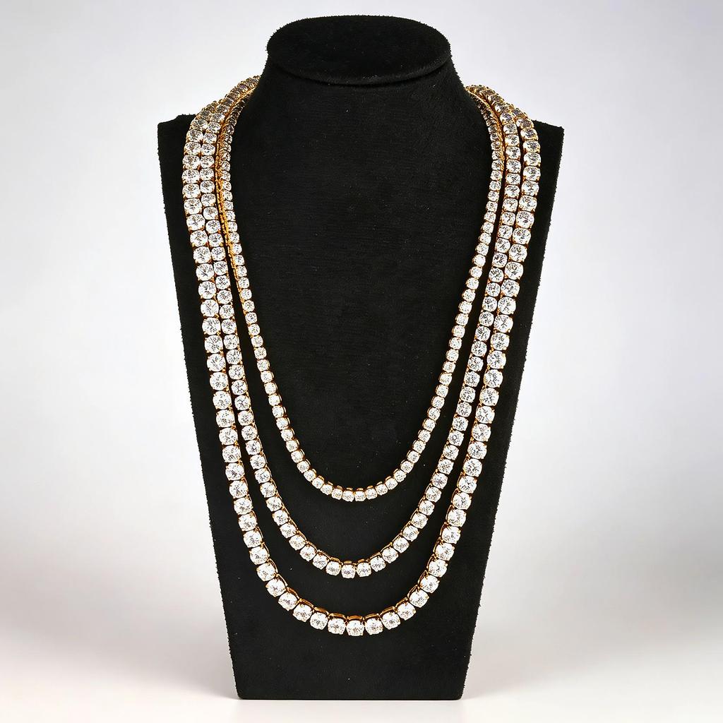 Cross Hot-Selling 316 Stainless Steel Tennis Necklace with Full Zircon, Hip Hop Chain for Trendy Men and Women, Titanium Steel Accessories.