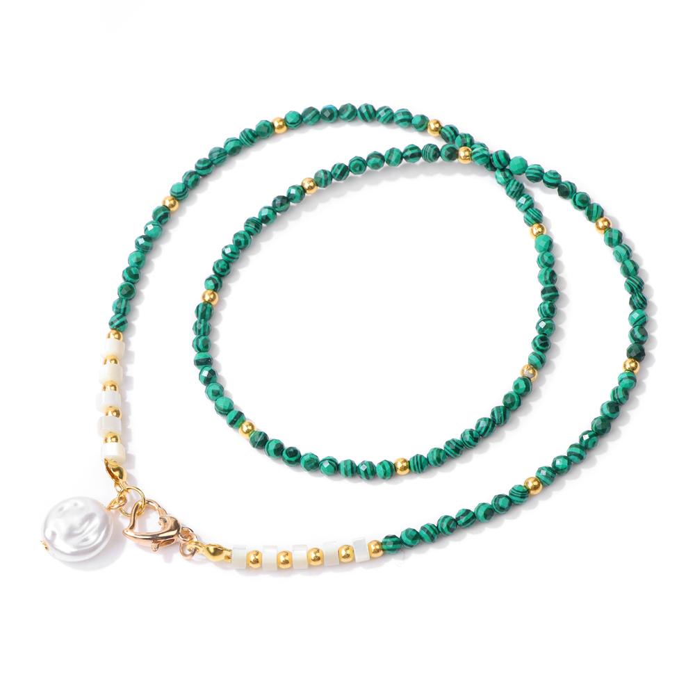 Baroque Pearl Pendant Necklace for Women 3mm Natural Stone Beaded Heart Buckle Necklaces Vintage Wedding Elegant Jewelry Gifts