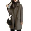Woolen Coat Women's Autumn and Winter Age-reducing Thickened Korean Style Warm Mid-length Loose Coat for Petite Women