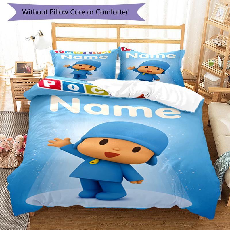 Set Biancheria da Letto Pocoyo Personalizzato con Nome 3 Pezzi Copripiumino Chiusura Include 1 Copripiumino 2 Federe Morbido e Confortevole Per Tutte le Stagioni