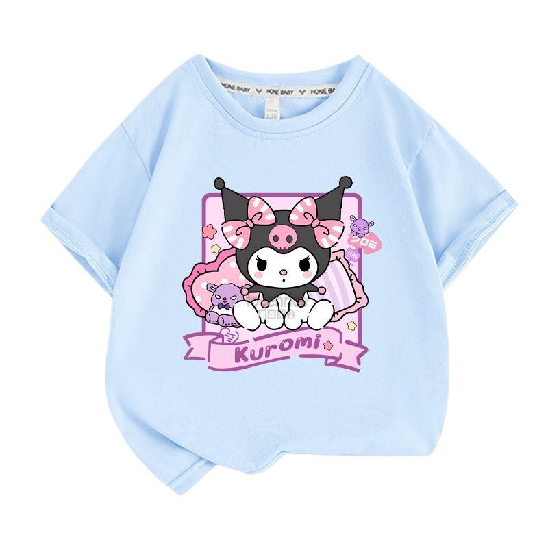 2026 New Series - Sanrio Summer Children's Clothing Cute Kuromi Print Simple Casual T-Shirt