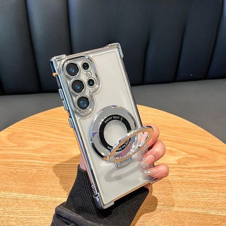 Electroplating Four Corner Airbag Anti Fall S25FE Is Suitable for Samsung S25EDGE Transparent Mobile Phone Case S22 Magnetic Bracket A56