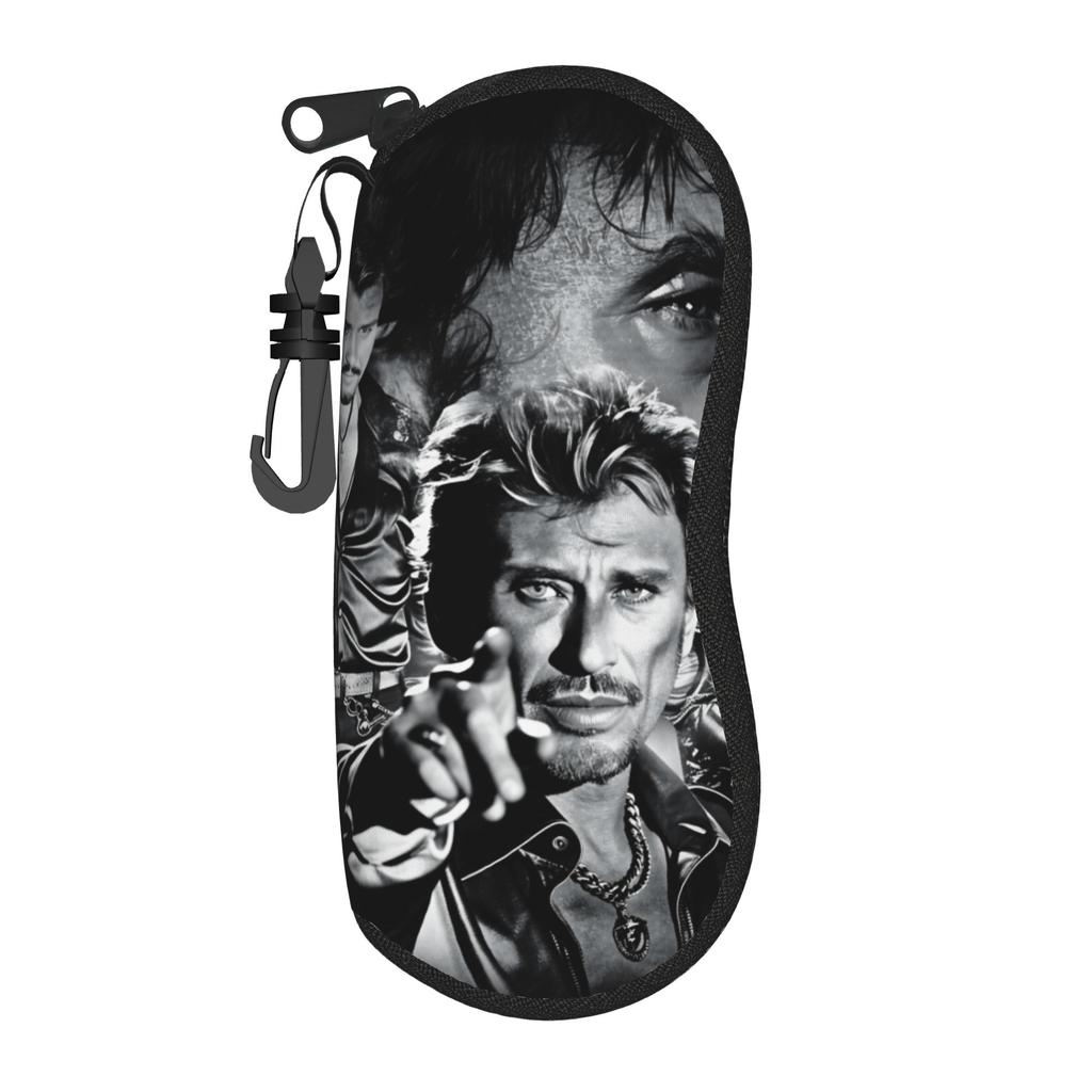 Johnny Hallyday Rock Star Glasses Case Cover Key Chain Sunglasses Case Men Women Pocket Eyeglass Protector Eyewear Organizer