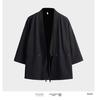 Men's Japanese-Style Hanfu Kimono Cardigan - Feather Weave, Three-Quarter Sleeves, Sun Protection Taoist Robe Jacket