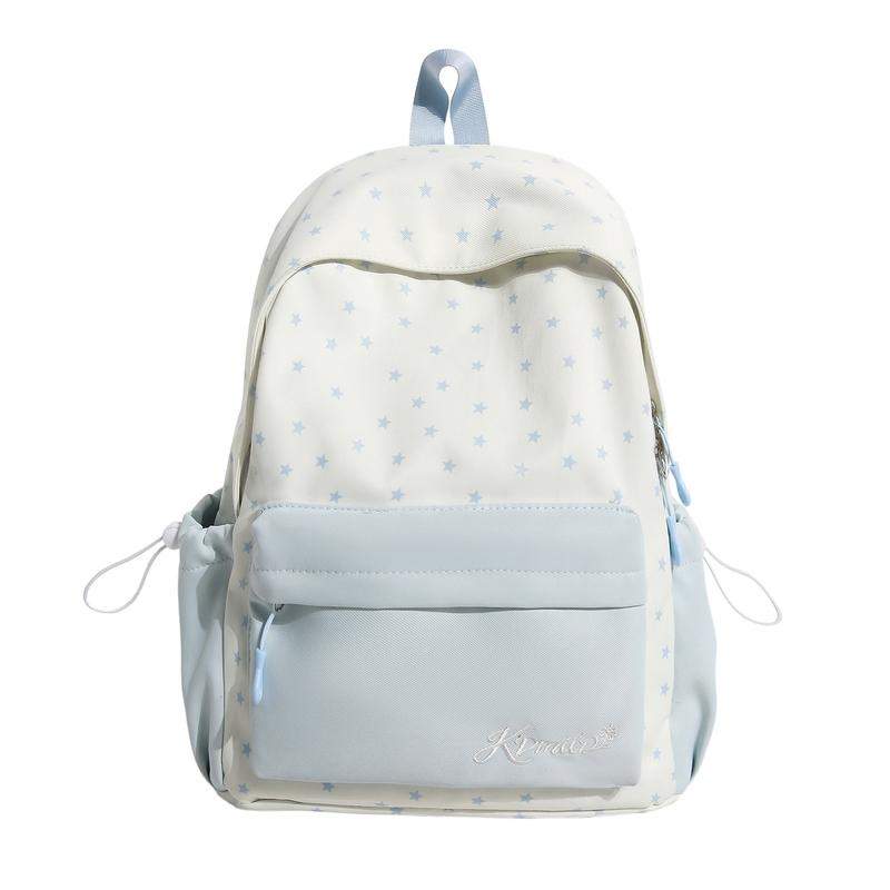 Women Star Print Nylon Backpack Cute School Bag Travel Daypack for Girls